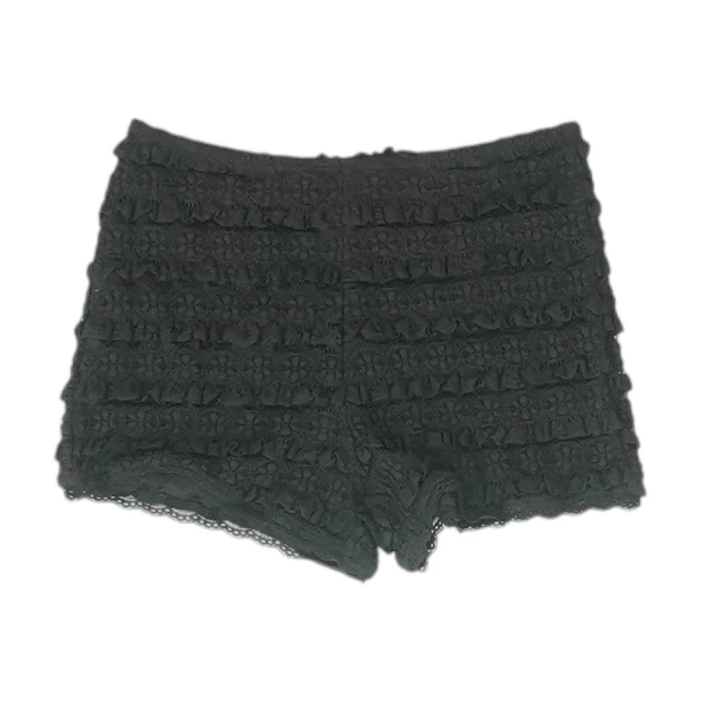 Black Solid Knit Shorts