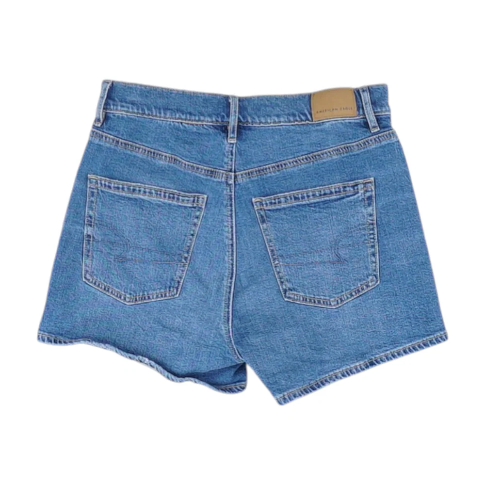 Blue Solid Denim Shorts - Image 2