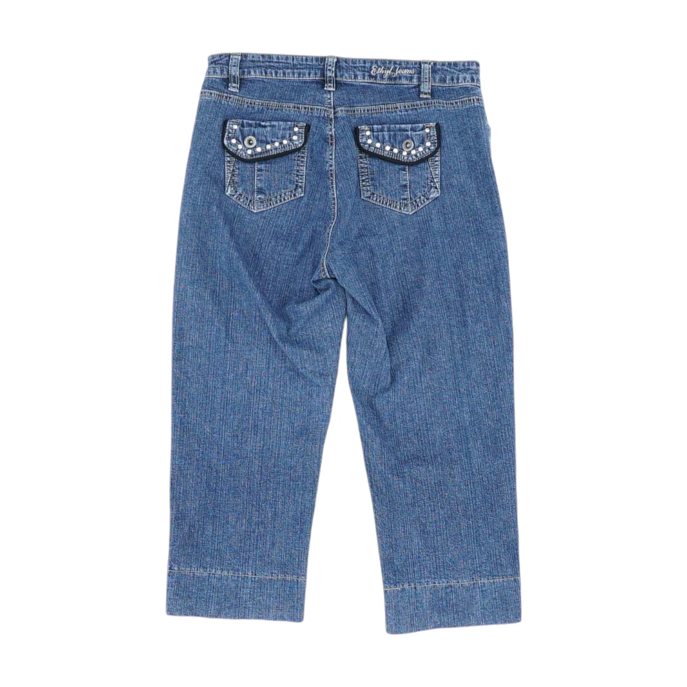 Blue Solid Denim Capris - Image 2