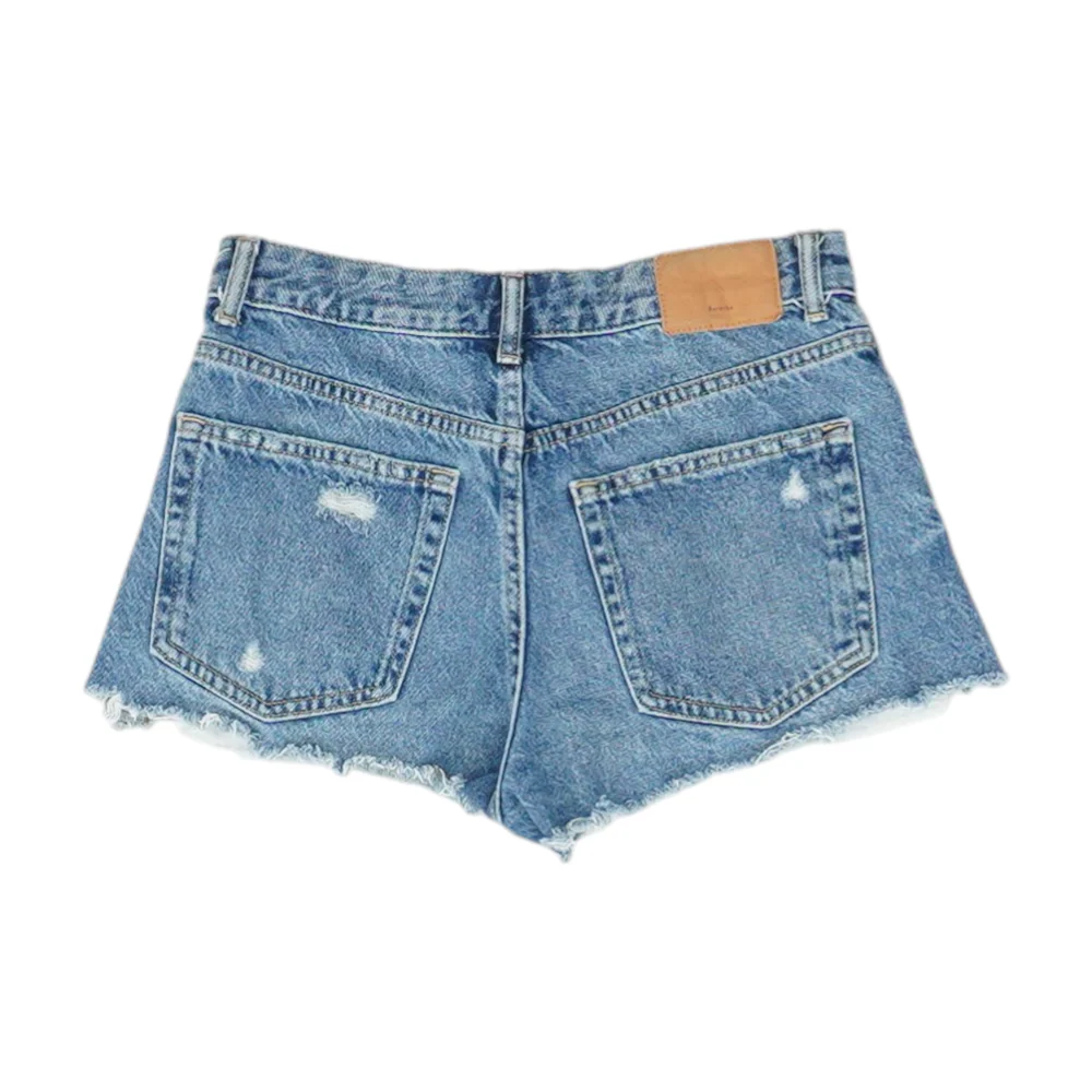 Blue Solid Denim Shorts - Image 2