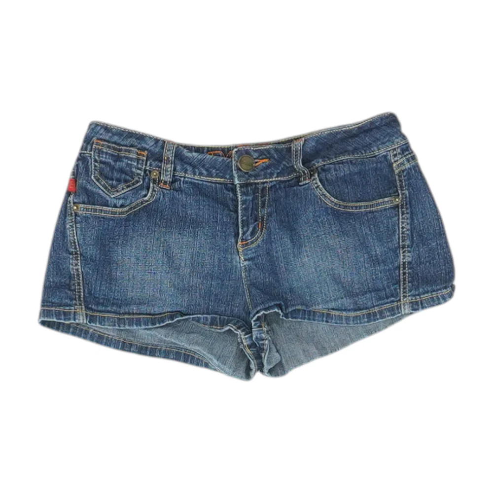Navy Solid Denim Shorts