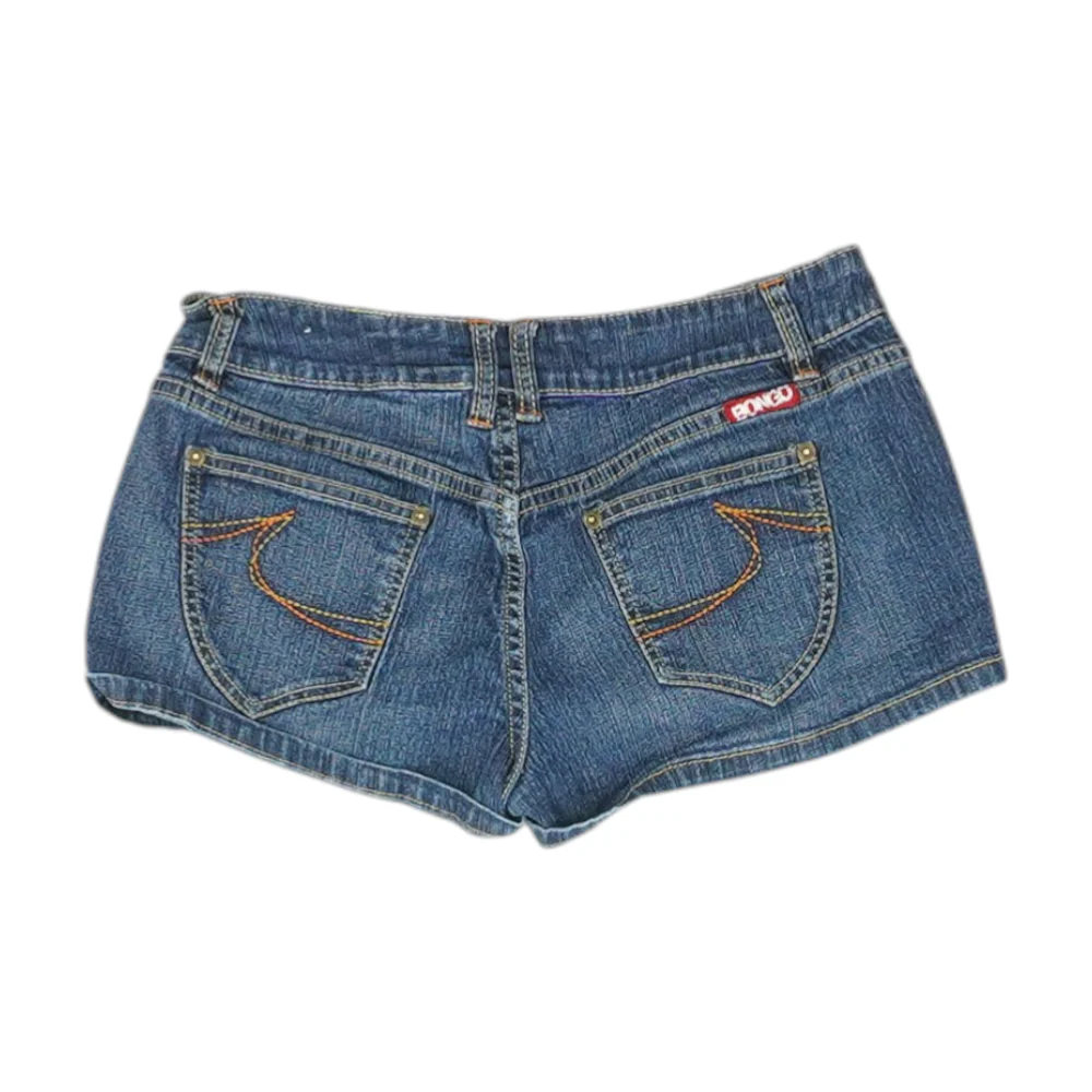 Navy Solid Denim Shorts - Image 2