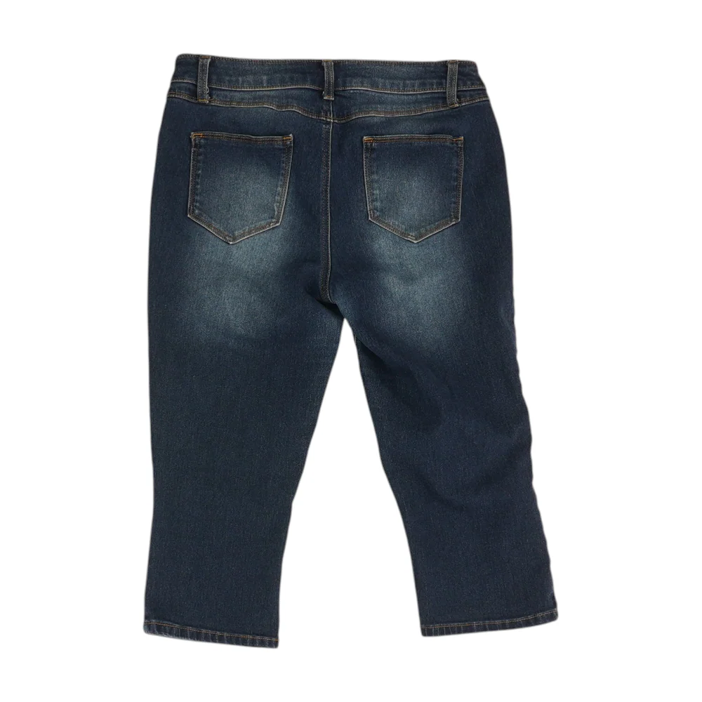 Blue Solid Denim Capris - Image 2