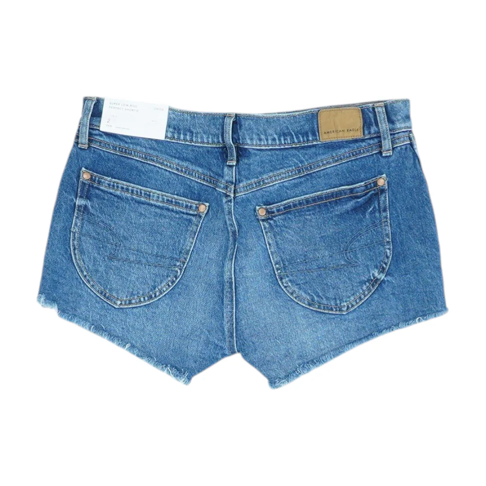 Blue Solid Denim Shorts - Image 2