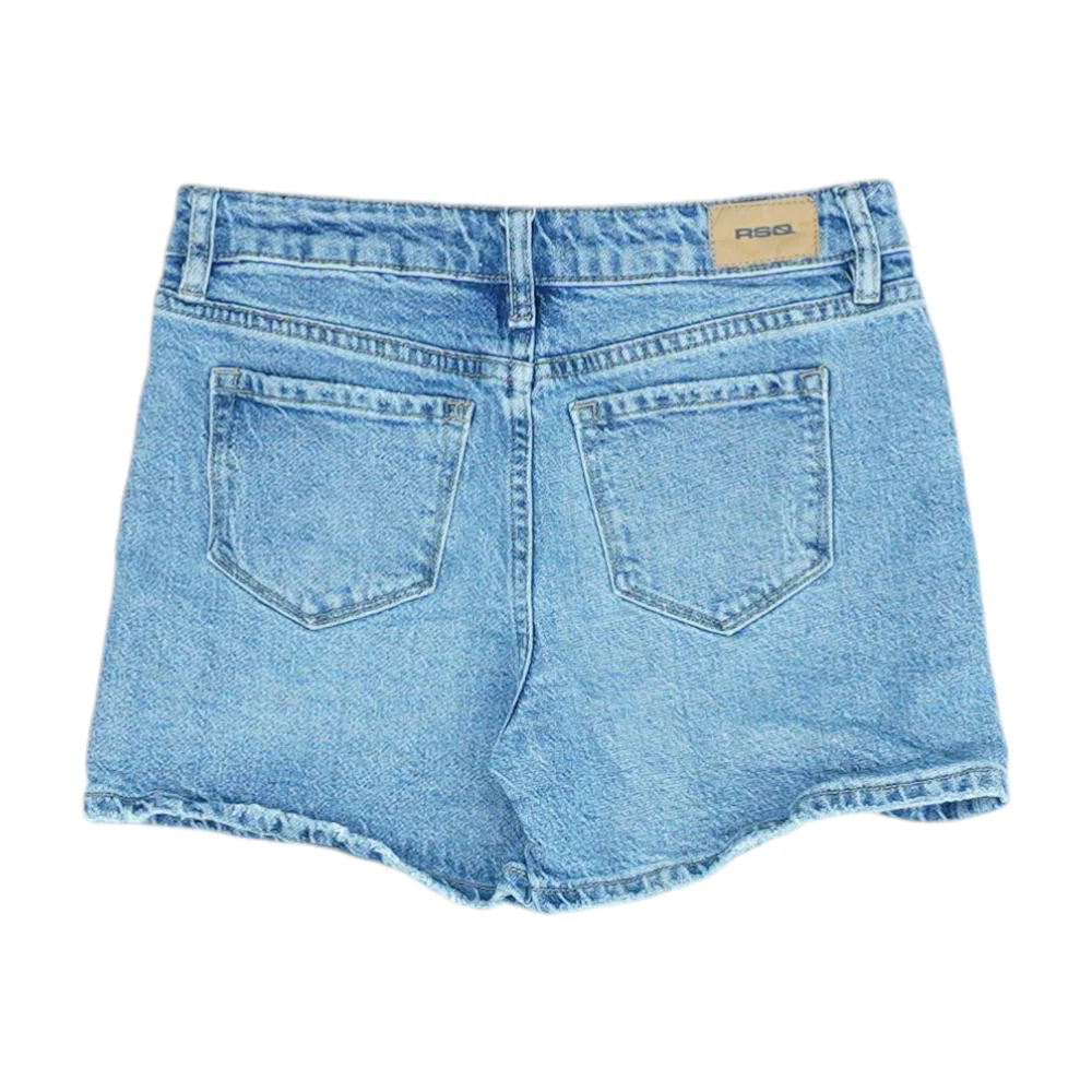 Blue Solid Denim Shorts - Image 2
