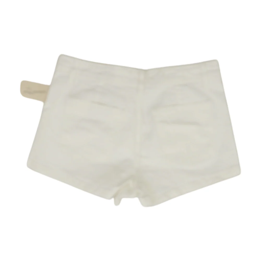 White Solid Denim Shorts - Image 2