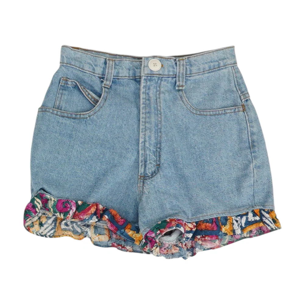 Blue Solid Denim Shorts