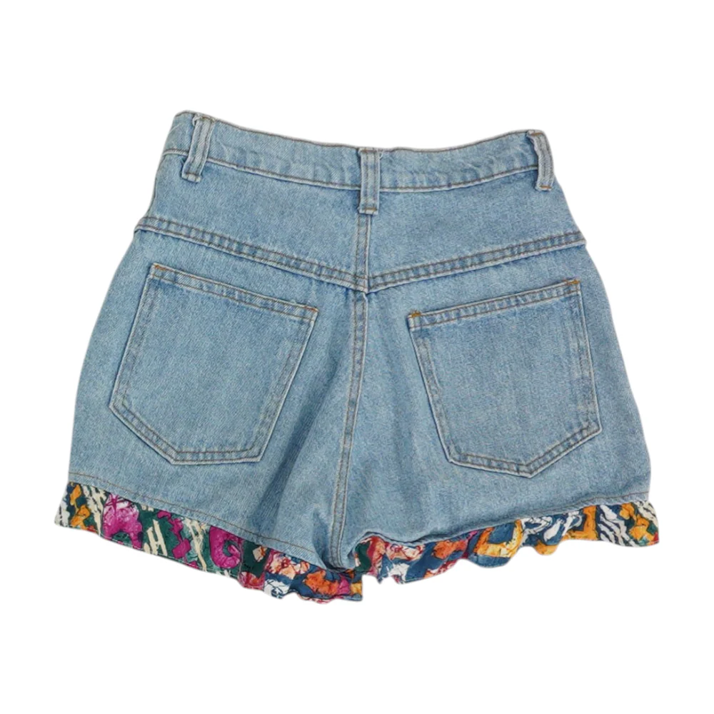 Blue Solid Denim Shorts - Image 2