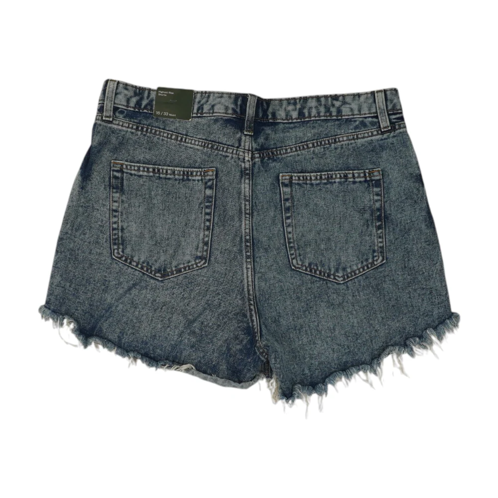 Blue Solid Denim Shorts - Image 2