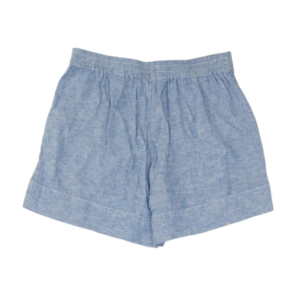 Blue Solid Knit Shorts - Image 2