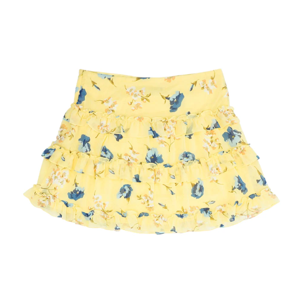 Yellow Floral Mini Skirt - Image 2