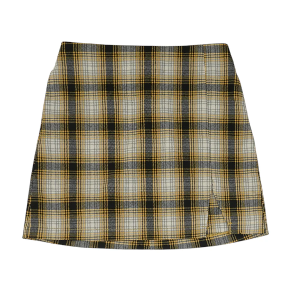 Yellow Plaid Mini Skirt - Image 2