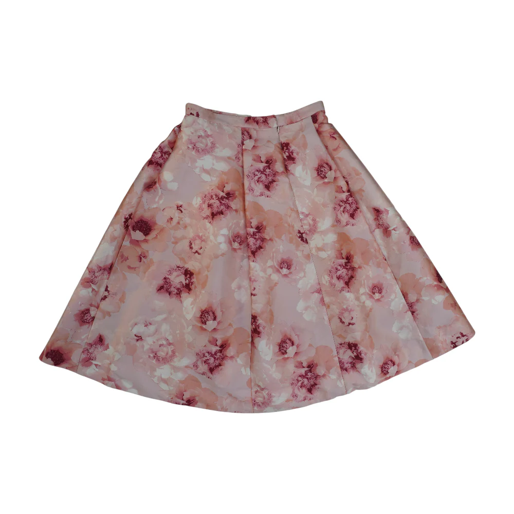 Pink Floral Midi Skirt