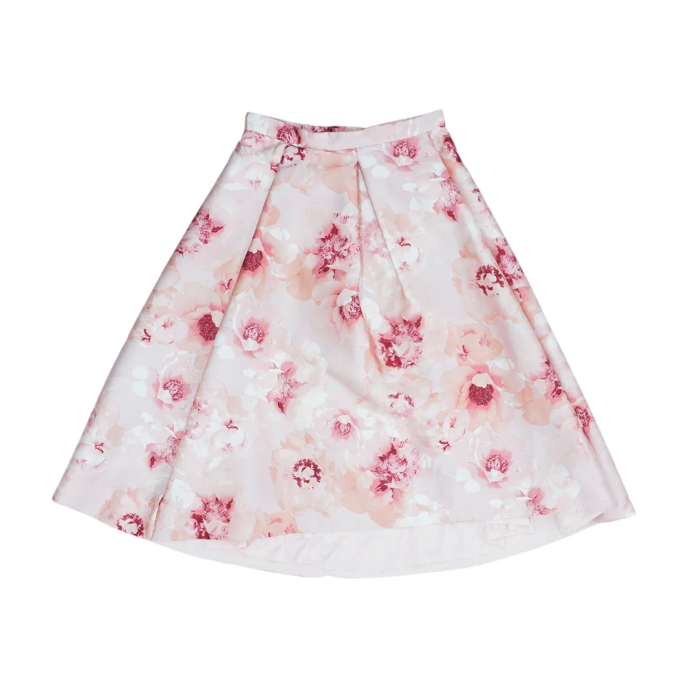 Pink Floral Midi Skirt