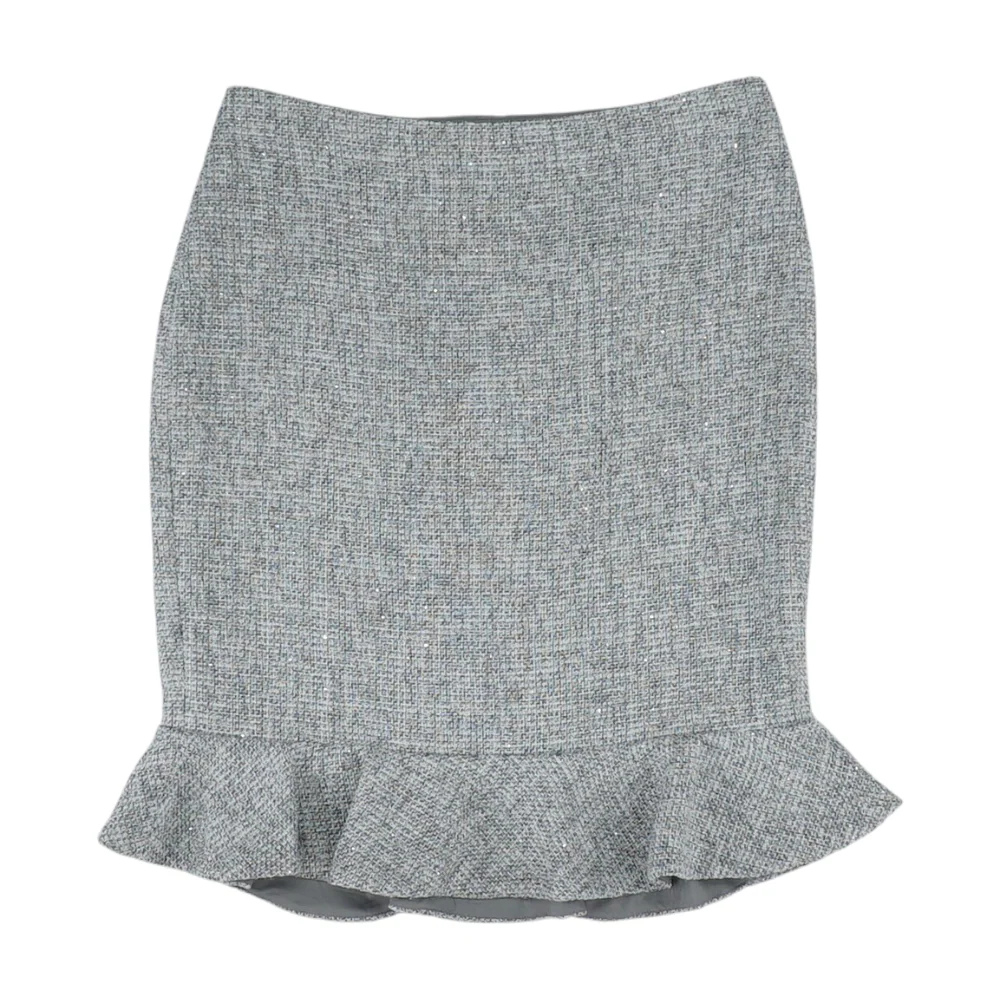 Gray Herringbone Midi Skirt
