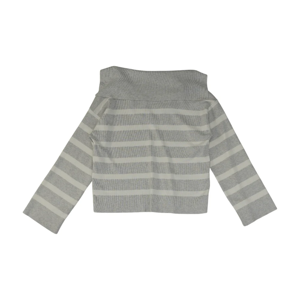 Gray Striped Pullover Sweater - Image 2
