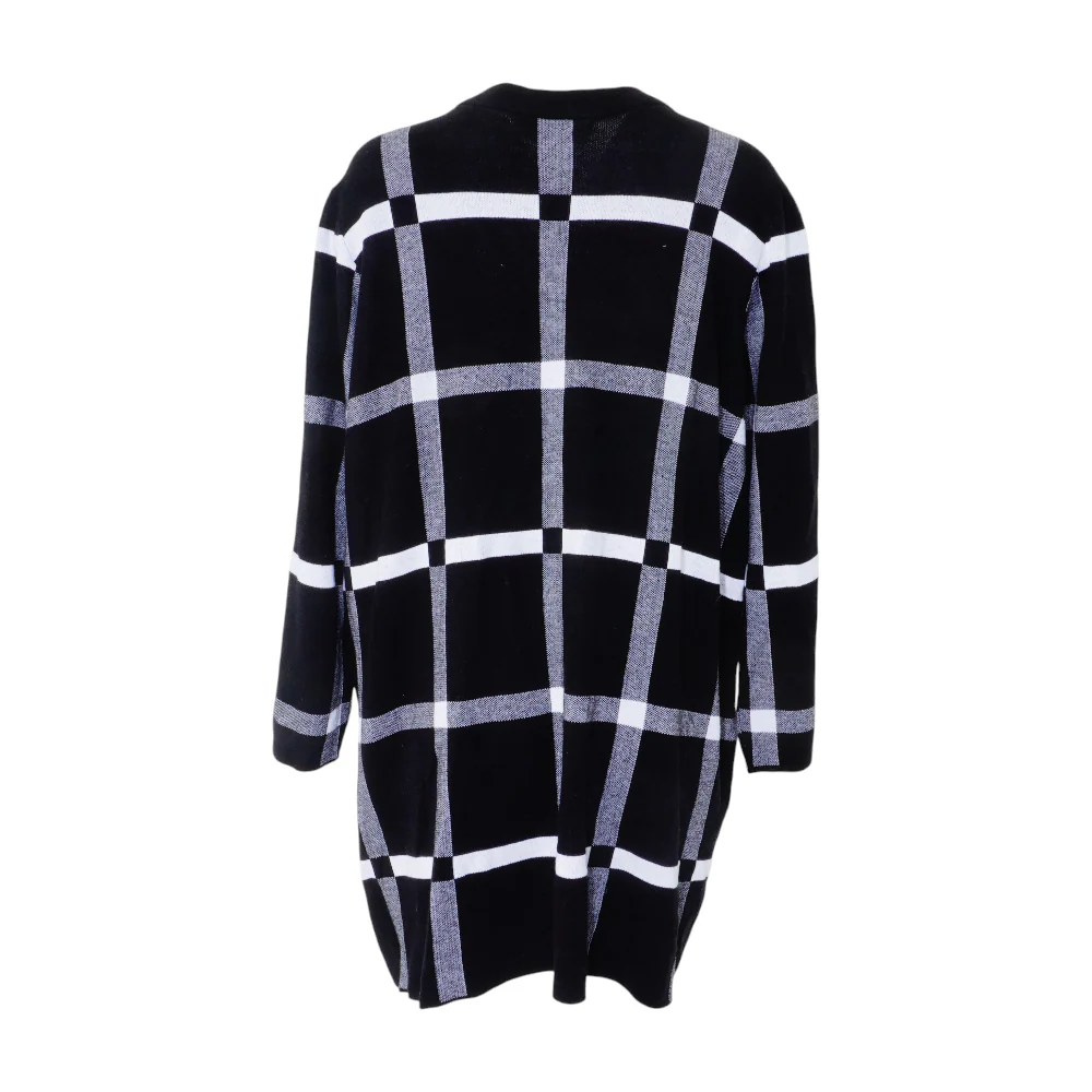 Black Plus Plaid Cardigan Sweater - Image 2