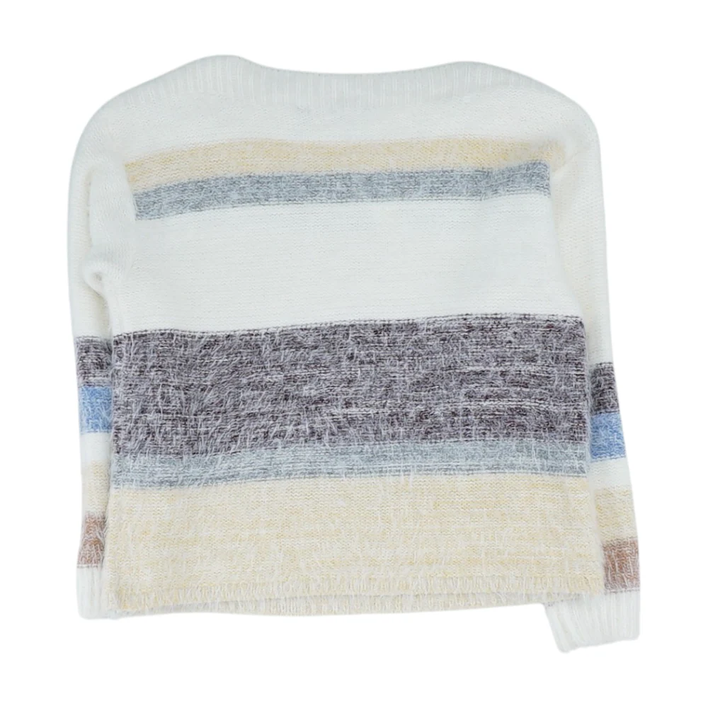 Ivory Striped Pullover Sweater - Image 2