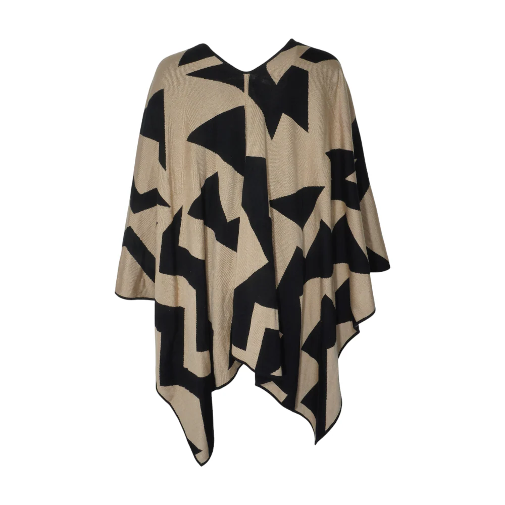 Beige Color Block Cardigan Sweater - Image 2