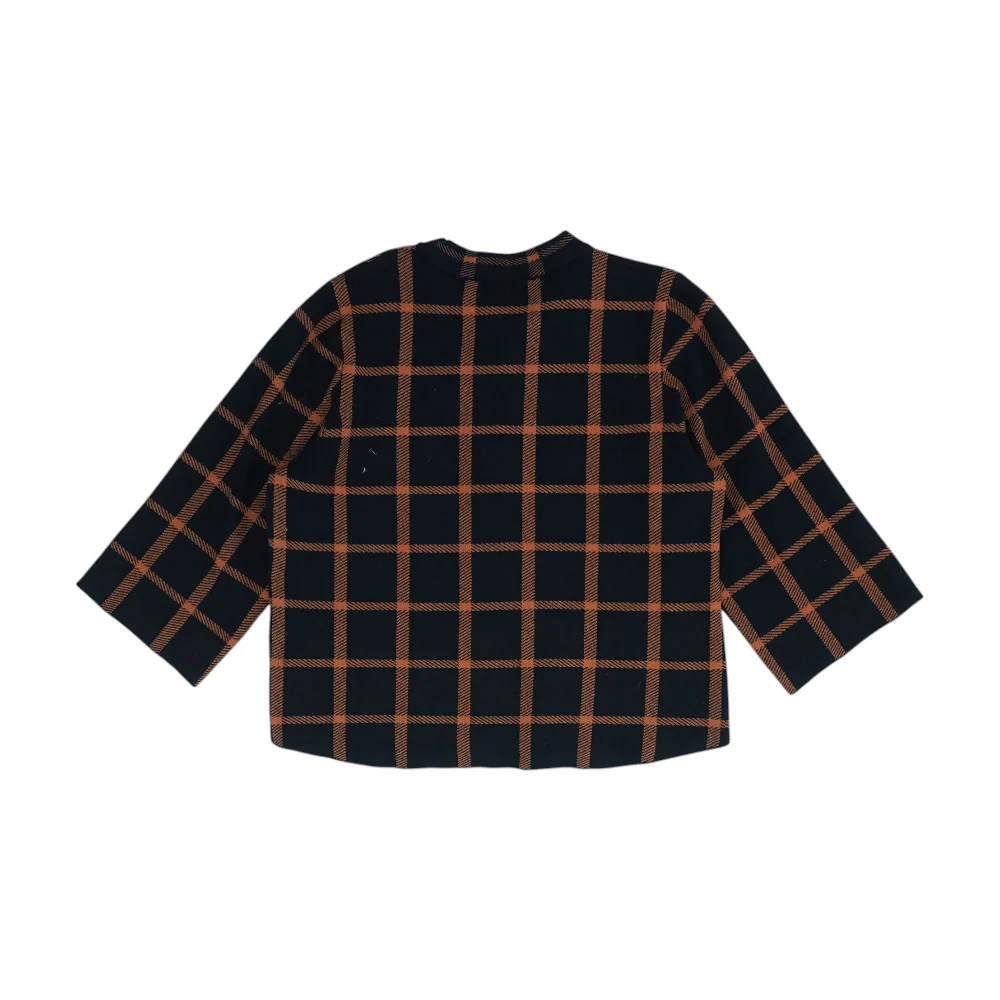 Black Plaid Cardigan Sweater - Image 2