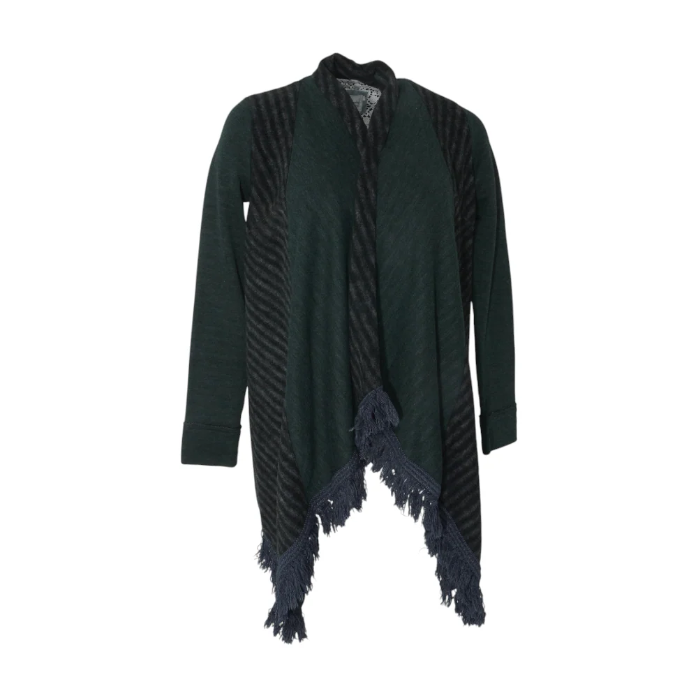 Green Color Block Cardigan Sweater