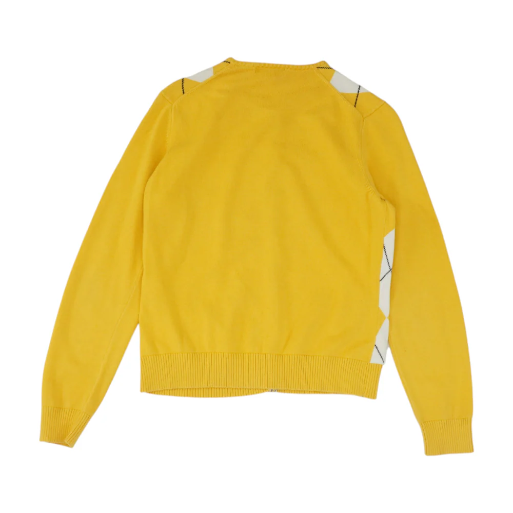 Yellow Argyle Cardigan Sweater - Image 2