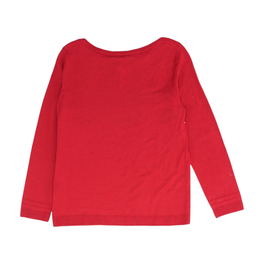 Red Print Pullover Sweater - Image 2