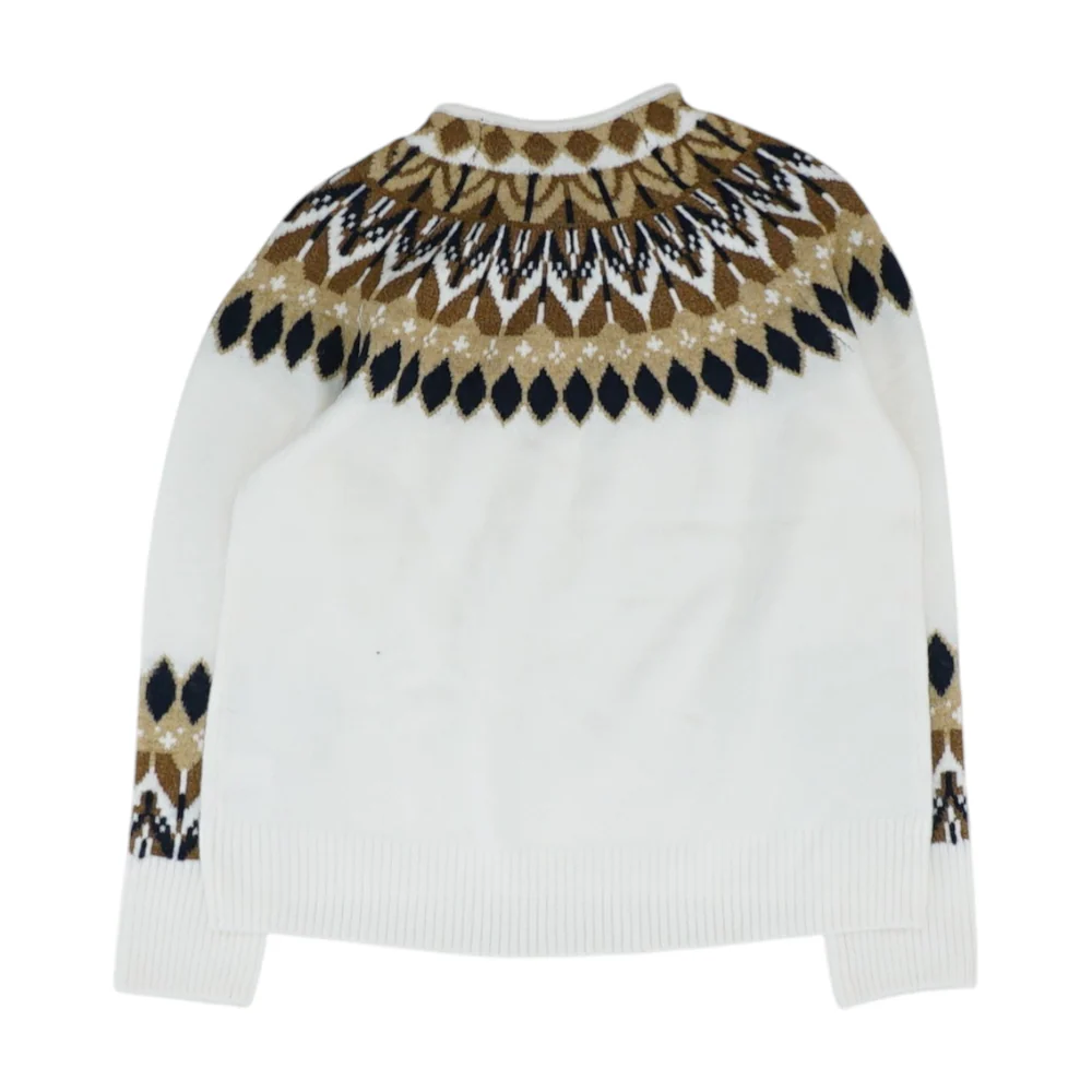 White Geometric Pullover Sweater - Image 2