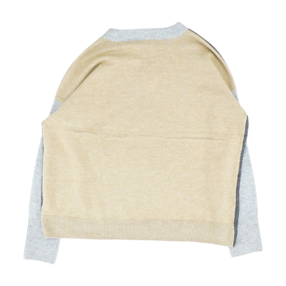 Gray Color Block Pullover Sweater - Image 2