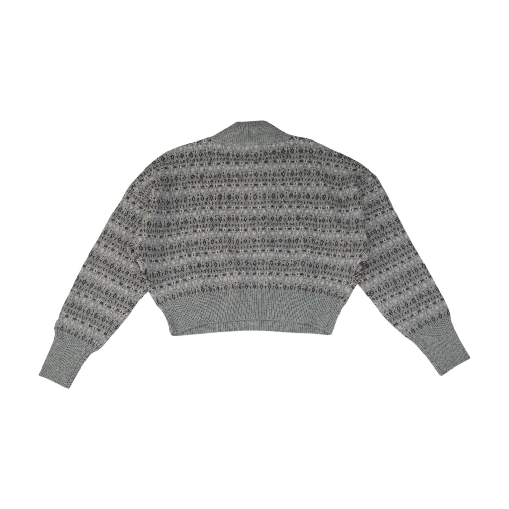 Gray Print 1/4 Zip Sweater - Image 2