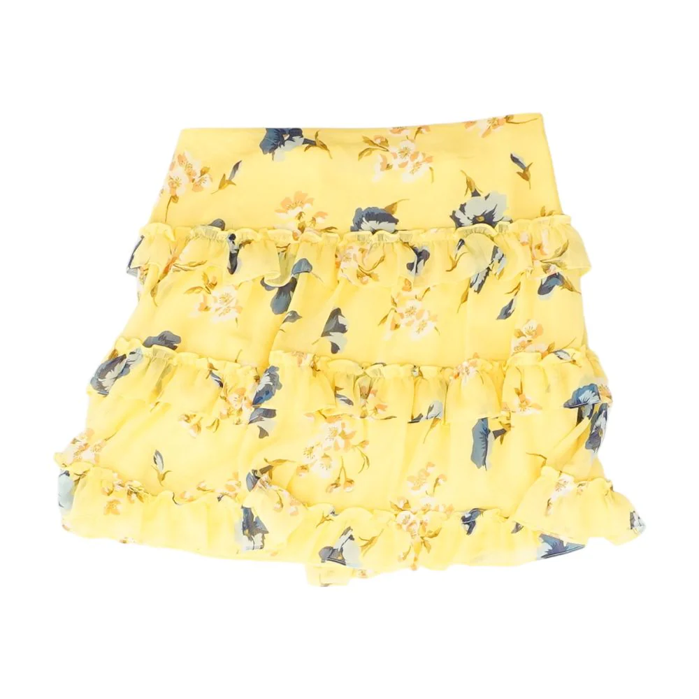 Yellow Floral Mini Skirt - Image 2