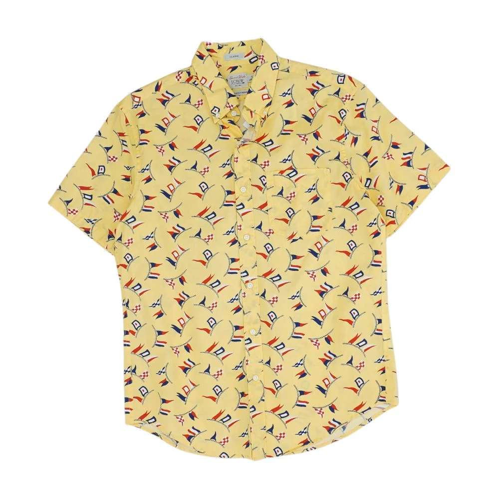 Yellow Graphic Short Sleeve Button Down