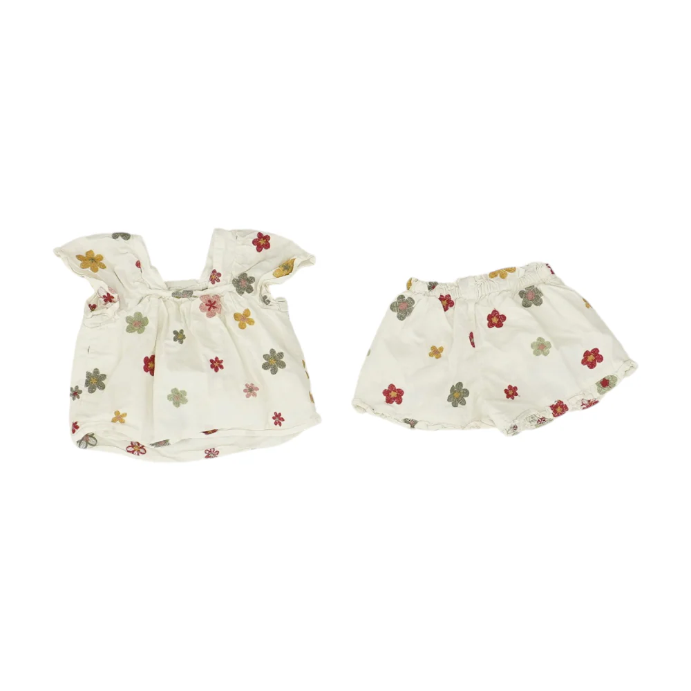 Beige Floral Short Sleeve Set - Image 2