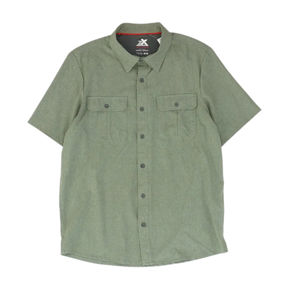 Olive Solid Short Sleeve Button Down